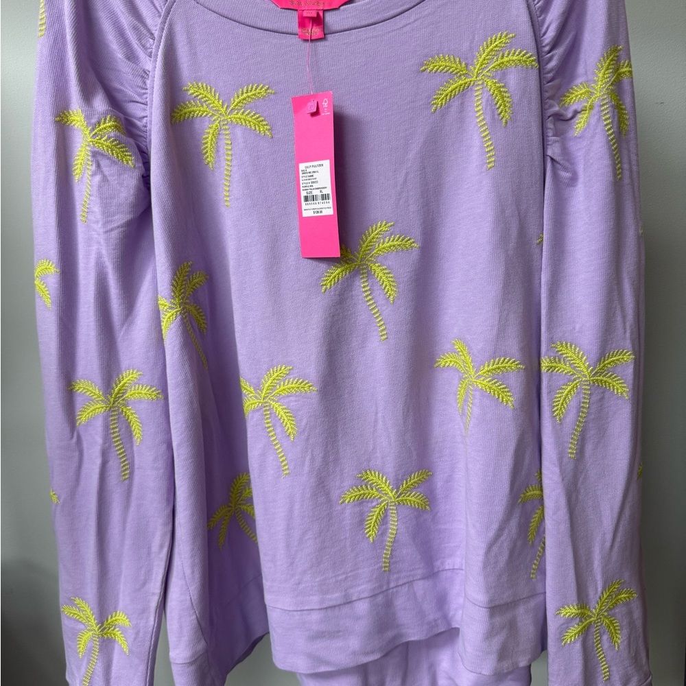 Lilly Pulitzer Lavender Top with Lime Embroidery